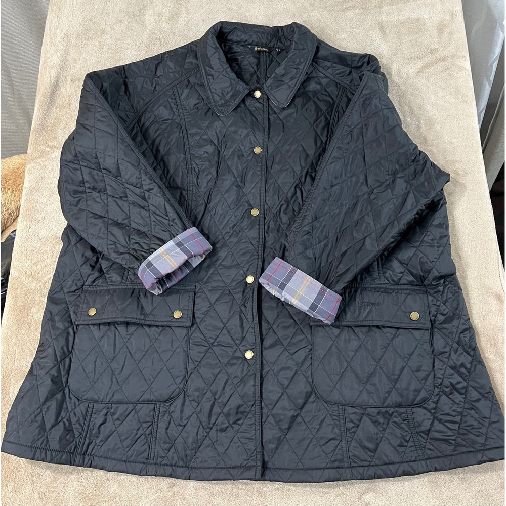 Barbour Summer Beadnell Summer Quilt Plus Jacket Women Size 3X Plus Black EUC